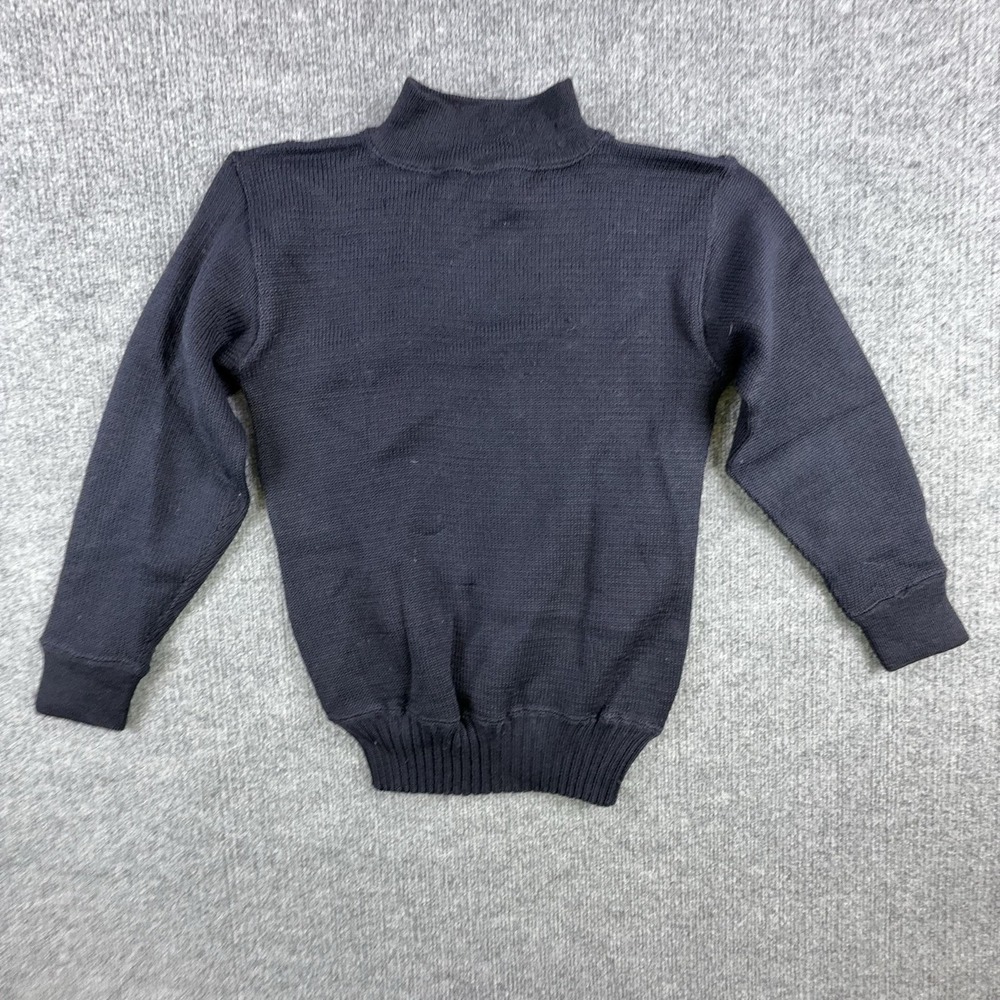 VTG Kids Sweater 14-16 Blue‎ Thermal Knit Mock Neck Pullover Unisex Winter Top